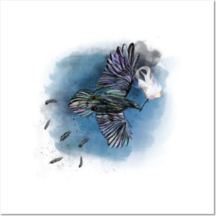 Rainbow Crow Heroic Watercolor Posters and Art